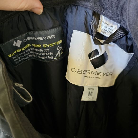 OBERMEYER Snow/Ski Pants Size Teen Medium Extended Wear System Black Zip Pockets - Picture 2 of 4